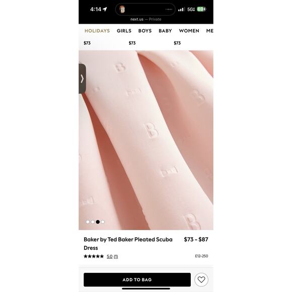 Baker by Ted Baker Pleated Scuba Dress Pink Girls Sz 8 $87 NWT - Picture 3 of 16